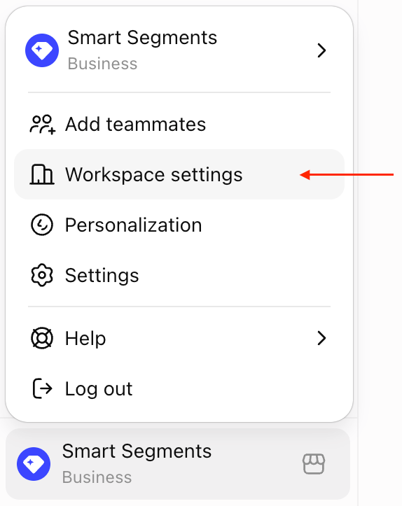 ChatGPT workspace menu with Workspace settings highlighted.