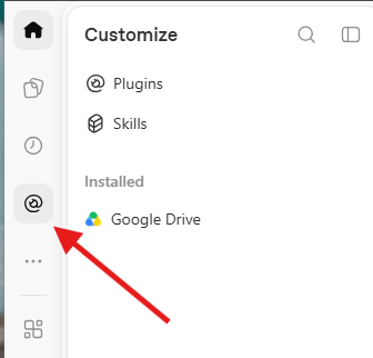 ChatGPT sidebar with Plugins highlighted by a red arrow.